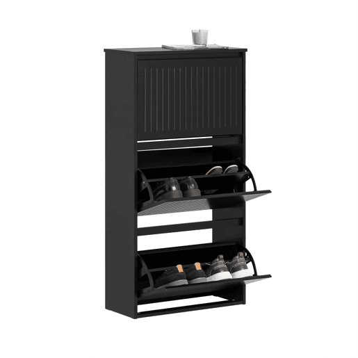 SoBuy FSR165-H-SCH Sapateira com 3 abas Preto 61x26x120cm