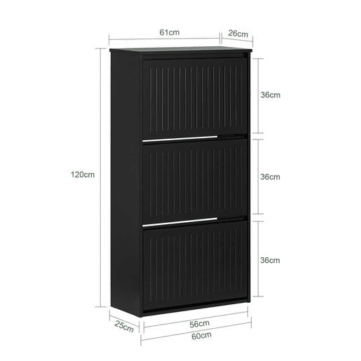 SoBuy FSR165-H-SCH Sapateira com 3 abas Preto 61x26x120cm