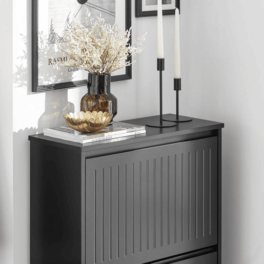 SoBuy FSR165-H-SCH Sapateira com 3 abas Preto 61x26x120cm
