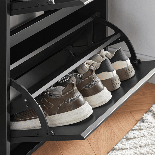 SoBuy FSR165-H-SCH Sapateira com 3 abas Preto 61x26x120cm