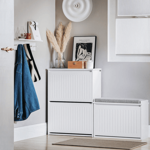 SoBuy FSR165-K-W Sapateira com 2 abas Branco 61 X 26 X 81 Cm