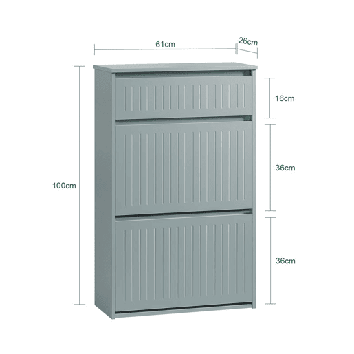 SoBuy FSR165-HG Sapateira com 2 abas e 1 gaveta Cinzento 61 X 26 X 100 Cm