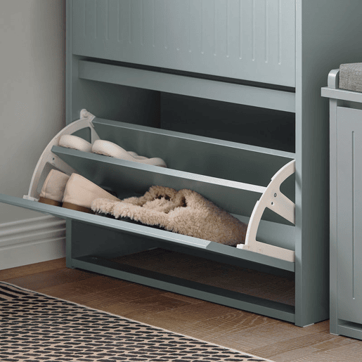 SoBuy FSR165-HG Sapateira com 2 abas e 1 gaveta Cinzento 61 X 26 X 100 Cm