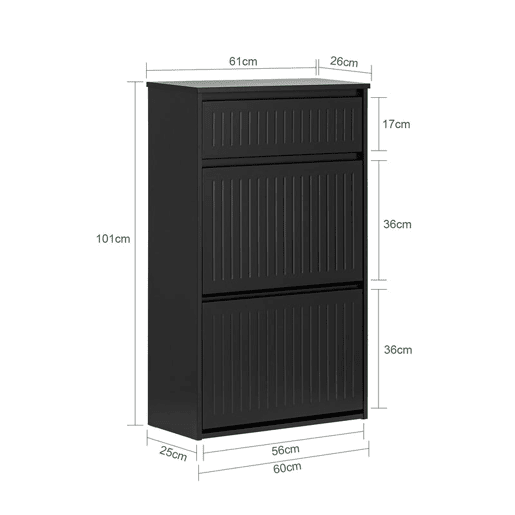 SoBuy FSR165-SCH Sapateira com 2 abas e 1 gaveta Preto 61 X 26 X 101 Cm