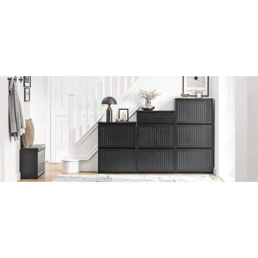 SoBuy FSR165-SCH Sapateira com 2 abas e 1 gaveta Preto 61 X 26 X 101 Cm