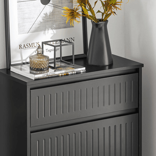 SoBuy FSR165-SCH Sapateira com 2 abas e 1 gaveta Preto 61 X 26 X 101 Cm