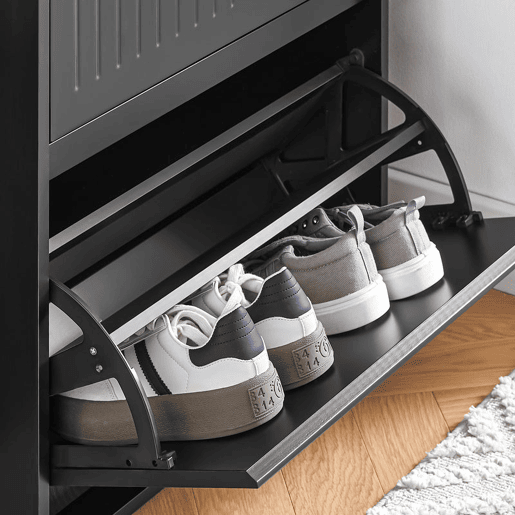 SoBuy FSR165-SCH Sapateira com 2 abas e 1 gaveta Preto 61 X 26 X 101 Cm