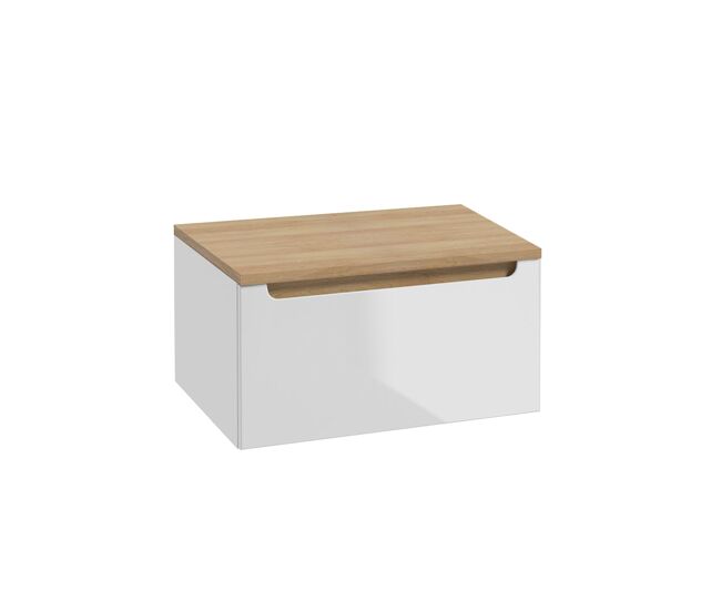 Mueble bajo lavabo 60cm 1 cajón encimera livia blanco y madera