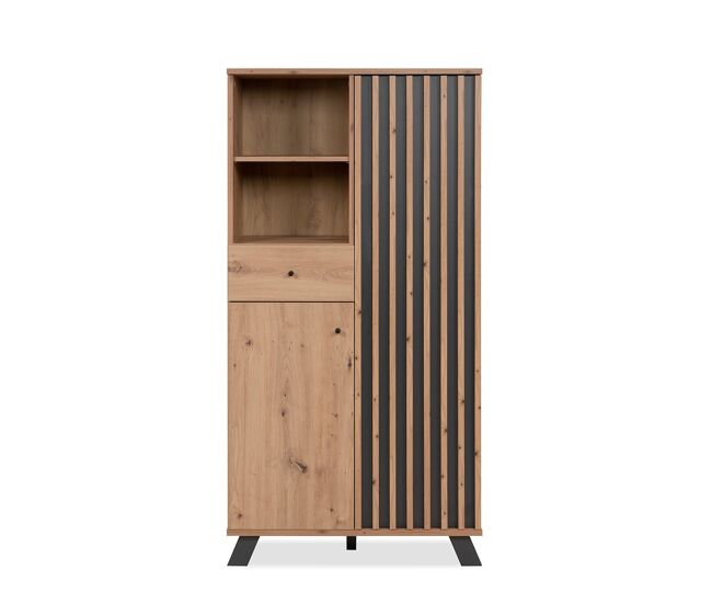 Buffet alto de 2 puertas, 2 nichos y 1 cajón h156 cm - lublin