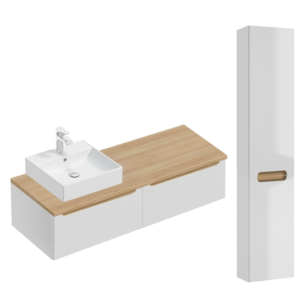 Conjunto de muebles con lavabo individual 2 cajones y columna Livia