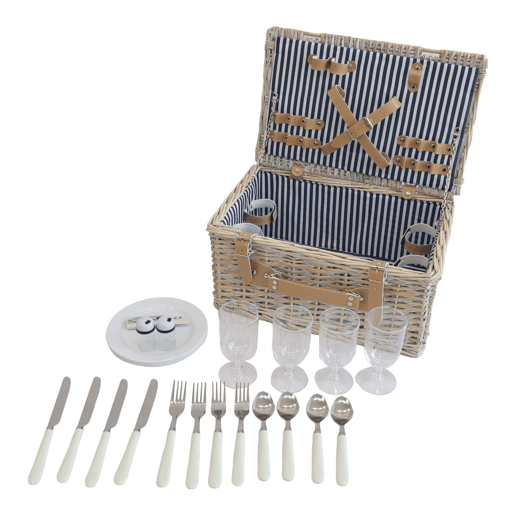 Cesto de piquenique Lumparland para 4 pessoas 42x28x20cm - Branco  Azul casa.pro