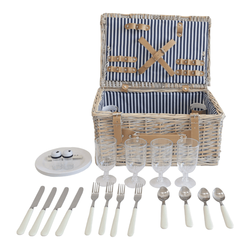Cesto de piquenique Lumparland para 4 pessoas 42x28x20cm - Branco  Azul casa.pro