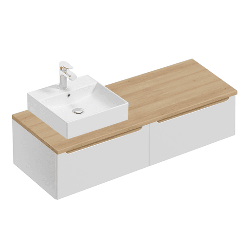 Móvel lavatório simples 120cm 2 gavetas Livia Branco Madeira