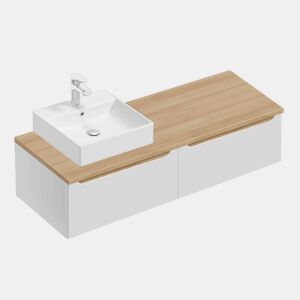 Móvel lavatório simples 120cm 2 gavetas Livia Branco Madeira