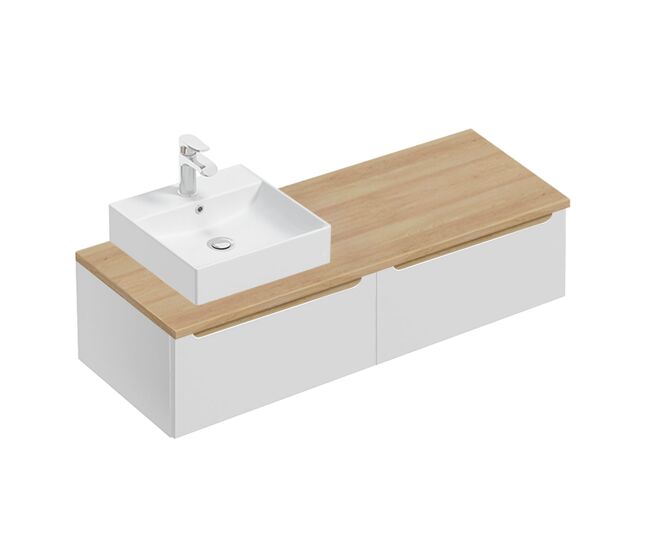 Mueble lavabo individual 120cm 2 cajones livia blanco y madera