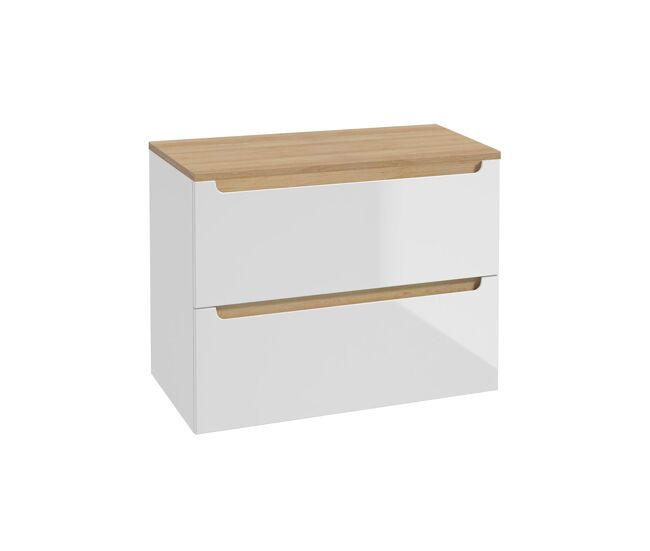 Mueble bajo lavabo 80cm 2 cajones encimera livia blanco y madera