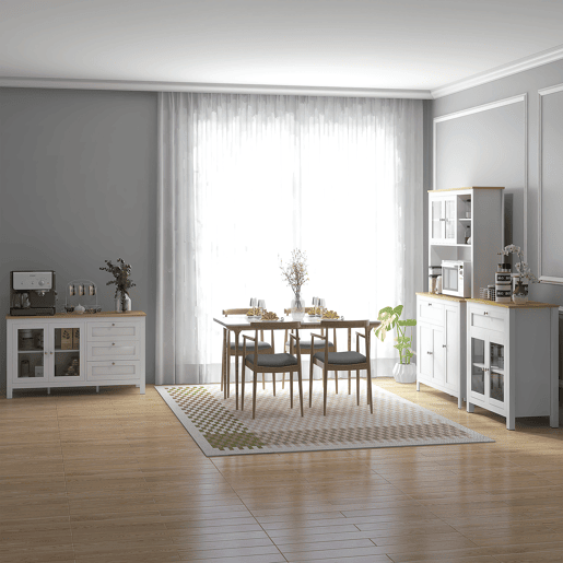 HOMCOM Conjunto de Móveis de Cozinha Armário de Cozinha Aparador e Móvel Auxiliar Estilo Moderno 100x40x180 cm 80x40x90 cm 120x40x70 cm Branco
