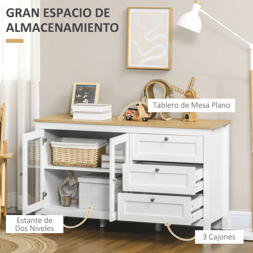HOMCOM Conjunto de Móveis de Cozinha Armário de Cozinha Aparador e Móvel Auxiliar Estilo Moderno 100x40x180 cm 80x40x90 cm 120x40x70 cm Branco