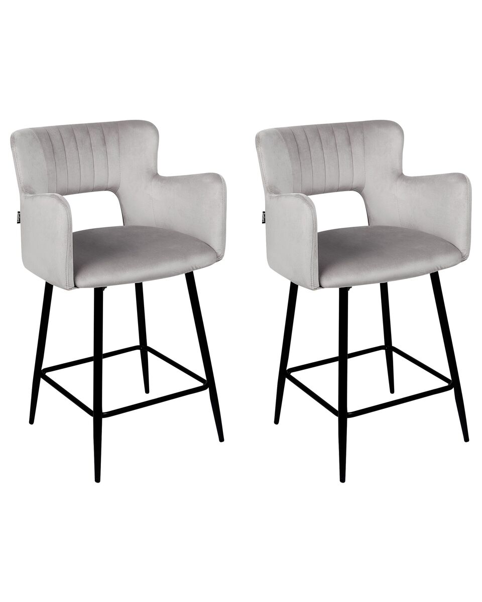Beliani Silla de bar SANILAC Gris Claro
