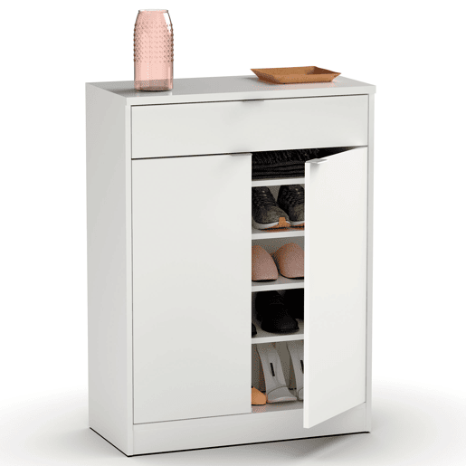 Briebe Domus Sapateira Organizador de Corredor, Móvel Auxiliar Estreito para Sapatos, 2 Portas, Gaveta 101x75x36 cm, , Branco