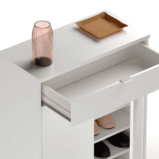 Briebe Domus Sapateira Organizador de Corredor, Móvel Auxiliar Estreito para Sapatos, 2 Portas, Gaveta 101x75x36 cm, , Branco
