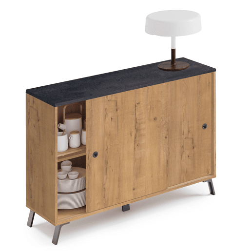 Briebe Lys Aparador, Móvel Auxiliar de Sala, Buffet, 2 Portas de Correr 87x120x40 cm, , Madeira