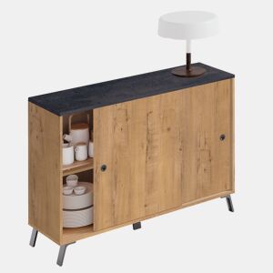 Briebe Lys Aparador, Móvel Auxiliar de Sala, Buffet, 2 Portas de Correr 87x120x40 cm, , Madeira