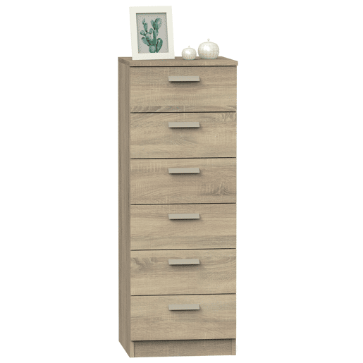 Briebe Nova Cômoda de Quarto, Sinfonier 6 Gavetas, 110x40x40 cm, Quarto Casal, Juvenil, Infantil, , Madeira