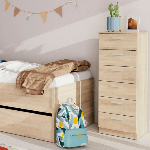 Briebe Nova Cômoda de Quarto, Sinfonier 6 Gavetas, 110x40x40 cm, Quarto Casal, Juvenil, Infantil, , Madeira