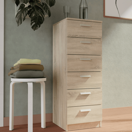 Briebe Nova Cômoda de Quarto, Sinfonier 6 Gavetas, 110x40x40 cm, Quarto Casal, Juvenil, Infantil, , Madeira