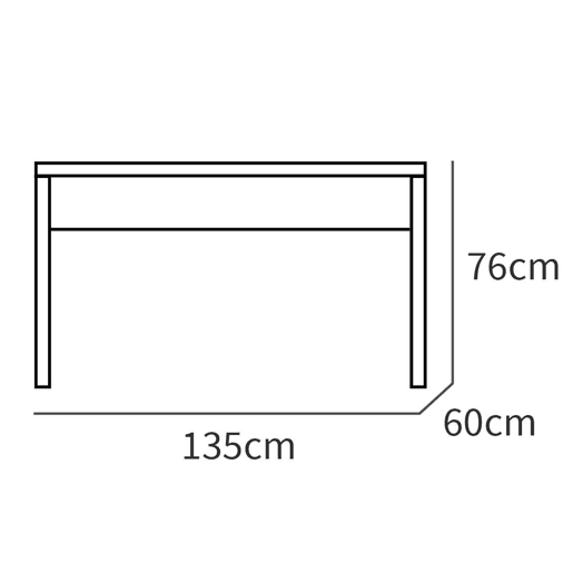 Briebe Smuk Mesa de Escritório, Escrivaninha Computador, Pernas com Estrutura Metálica 76x135x60cm, USB, , Madeira