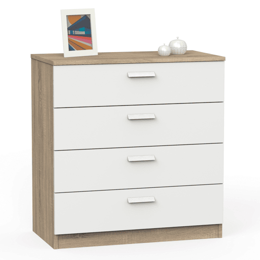 Briebe Nova Cômoda de Quarto, Sinfonier 4 Gavetas, 78x74x40 cm, Quarto Casal, Juvenil, Infantil, , Branco