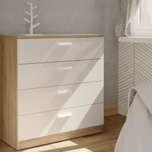 Briebe Nova Cômoda de Quarto, Sinfonier 4 Gavetas, 78x74x40 cm, Quarto Casal, Juvenil, Infantil, , Branco