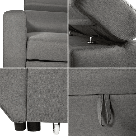 Sofá convertible WARREN 3 plazas gris