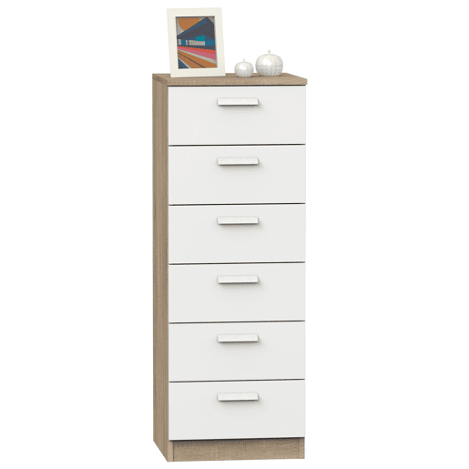 Briebe Nova Cômoda de Quarto, Sinfonier 6 Gavetas, 110x40x40 cm, Quarto Casal, Juvenil, Infantil, , Branco