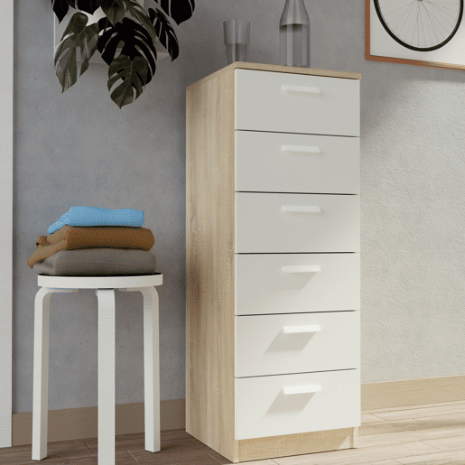Briebe Nova Cômoda de Quarto, Sinfonier 6 Gavetas, 110x40x40 cm, Quarto Casal, Juvenil, Infantil, , Branco