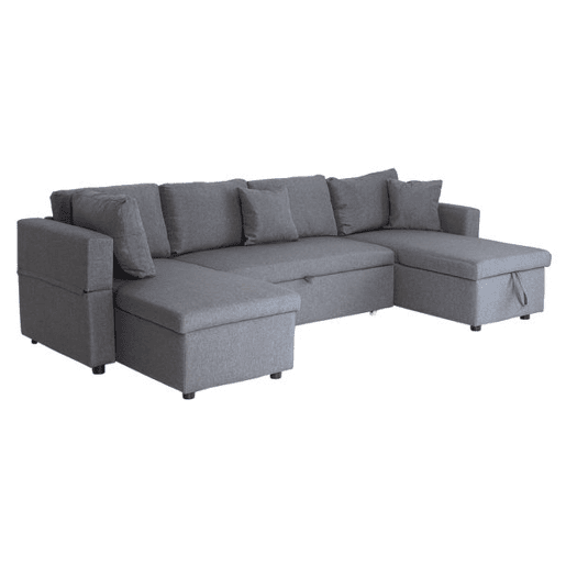 Sofá panorámico convertible SCOTT 4 plazas gris chiné