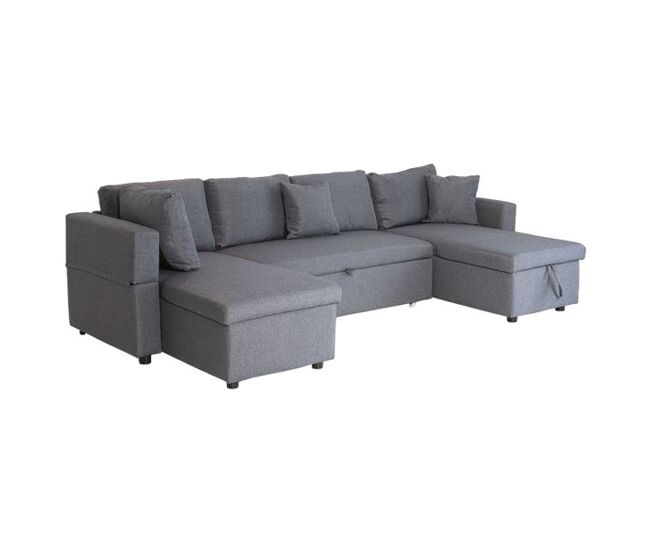 Sofá panorámico convertible SCOTT 4 plazas gris chiné
