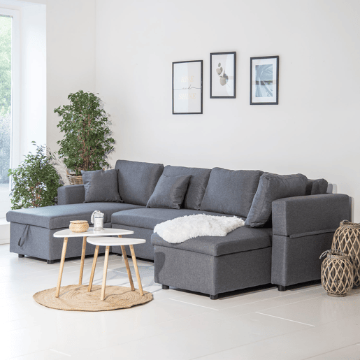 Sofá panorámico convertible SCOTT 4 plazas gris chiné