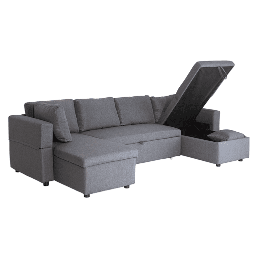 Sofá panorámico convertible SCOTT 4 plazas gris chiné