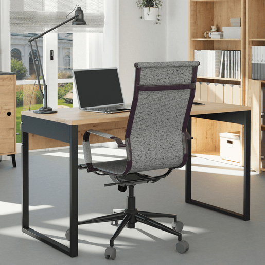 Briebe Smuk Mesa de Escritório, Escrivaninha Computador, Pernas com Estrutura Metálica 76x135x60cm, USB, , Madeira