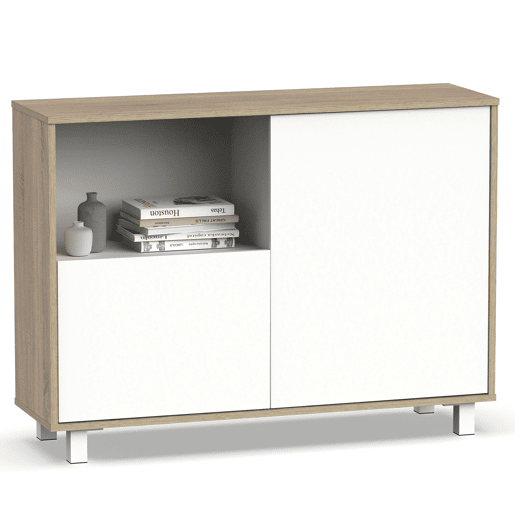 Briebe Nova Aparador, Móvel Auxiliar de Sala, Buffet, 2 Portas, 1 Prateleira 82,5x112x33 cm, , BrancoMadeira
