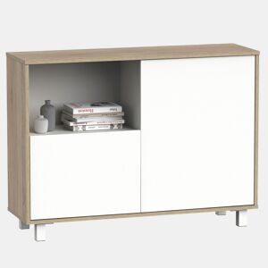 Briebe Nova Aparador, Móvel Auxiliar de Sala, Buffet, 2 Portas, 1 Prateleira 82,5x112x33 cm, , BrancoMadeira
