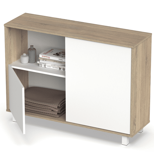 Briebe Nova Aparador, Móvel Auxiliar de Sala, Buffet, 2 Portas, 1 Prateleira 82,5x112x33 cm, , BrancoMadeira