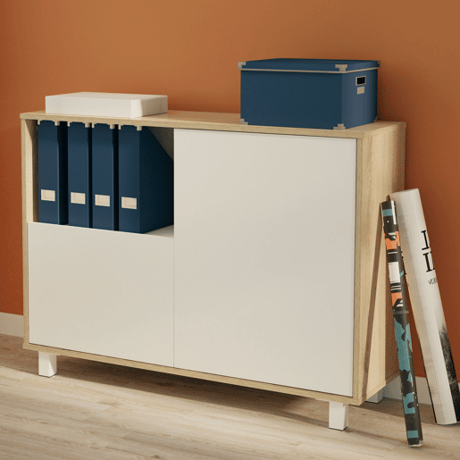 Briebe Nova Aparador, Móvel Auxiliar de Sala, Buffet, 2 Portas, 1 Prateleira 82,5x112x33 cm, , BrancoMadeira
