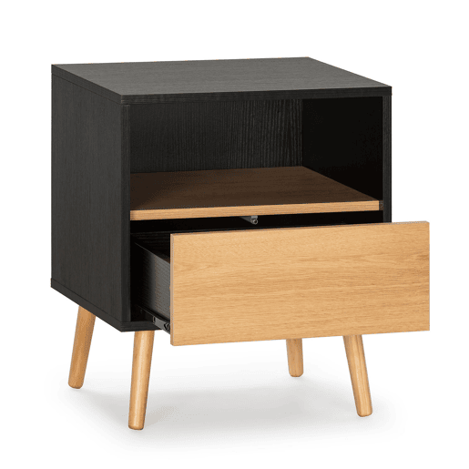 Mesa de cabeceira Apolo 1 gaveta Cor PretoMadeira