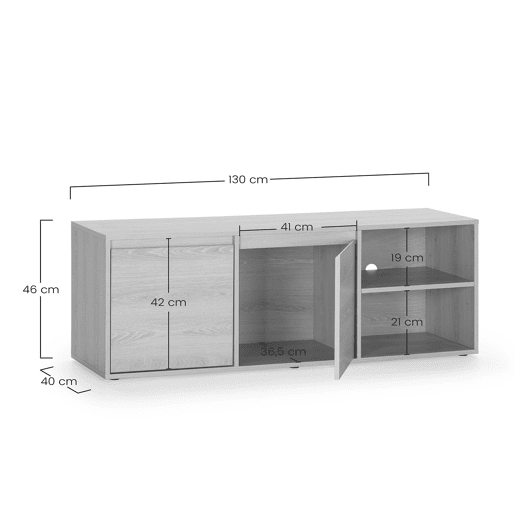 Móvel TV Tori 2 portas, cor carvalho, 130 cm