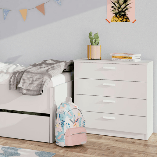 Briebe Nova Cômoda de Quarto, Sinfonier 4 Gavetas, 78x74x40 cm, Quarto Casal, Juvenil, Infantil, , Branco Briebe Nova Cômoda de Quarto, Sinfonier 4 Gavetas, 78x74x40 cm, Quarto Casal, Juvenil, Infantil, , Branco