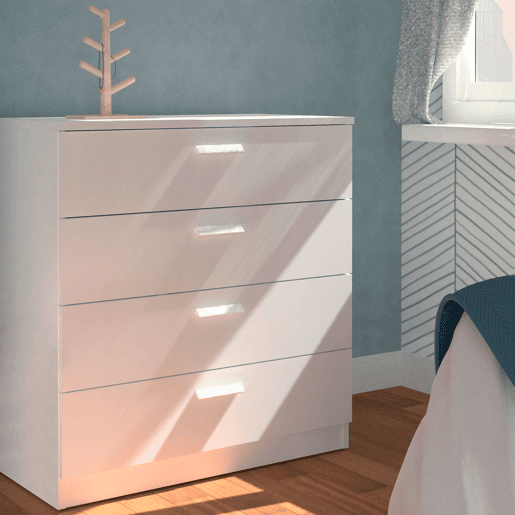 Briebe Nova Cômoda de Quarto, Sinfonier 4 Gavetas, 78x74x40 cm, Quarto Casal, Juvenil, Infantil, , Branco Briebe Nova Cômoda de Quarto, Sinfonier 4 Gavetas, 78x74x40 cm, Quarto Casal, Juvenil, Infantil, , Branco