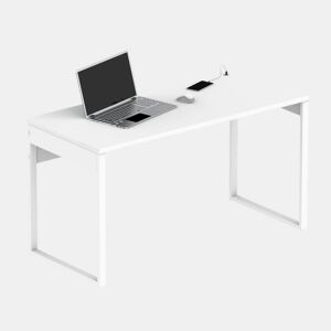 Briebe Smuk Mesa de Escritório, Escrivaninha Computador, Pernas com Estrutura Metálica 76x135x60cm, USB, , Branco
